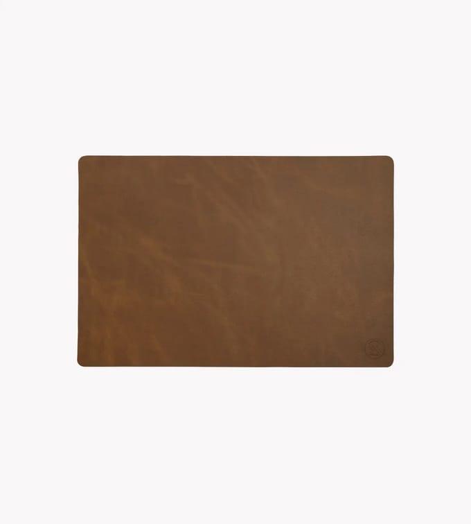 Witloft - Classic leren placemat - Handgemaakt - 100% Rundleer - Cognac