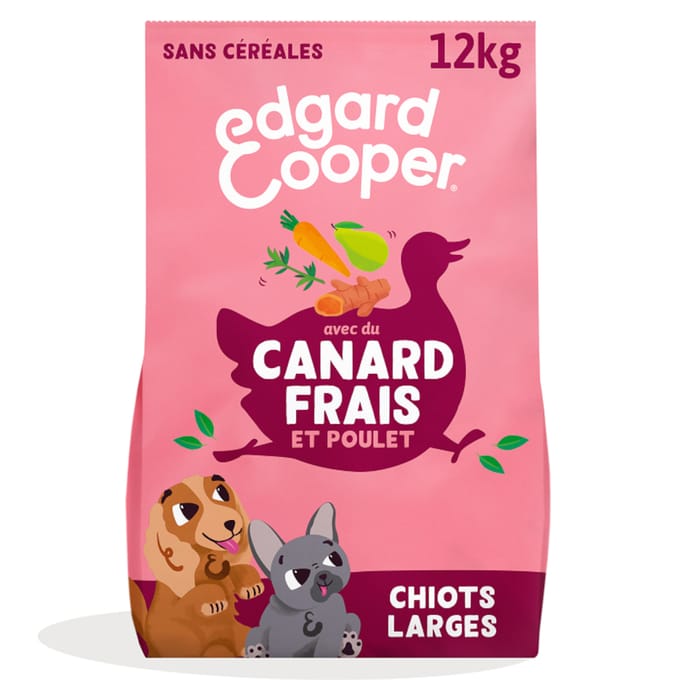 12kg Edgard & Cooper Puppy eend, kip graanvrij - Droog hondenvoer