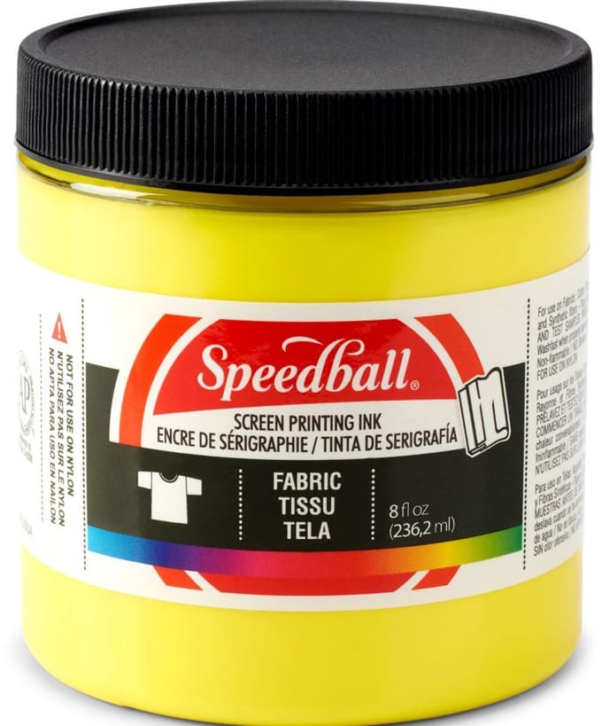 Fabric ink process yellow screen printing -Speedball