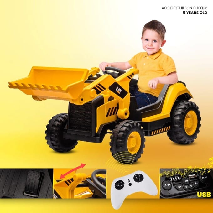 sun baby Elektrische Bouwlader vanaf 3 jaar, constructie lader met mp3-speler, afstandsbediening, claxon, motorgeluid