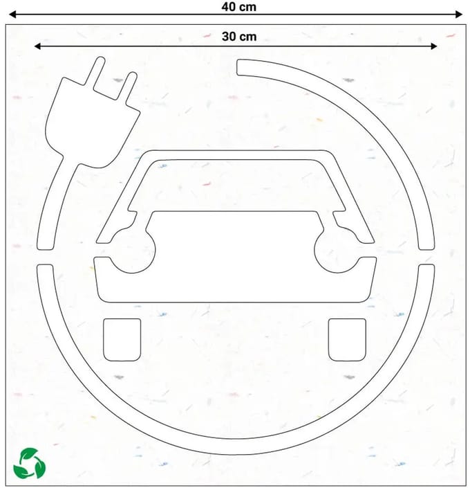 Spuitsjabloon oplaadpunt elektrische auto - Sign Again materiaal - grijs wit | 40 x 40 cm