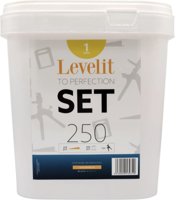 Levelit 250 clips 1,0mm + 250 spie + plastic tang Set 250-P 1