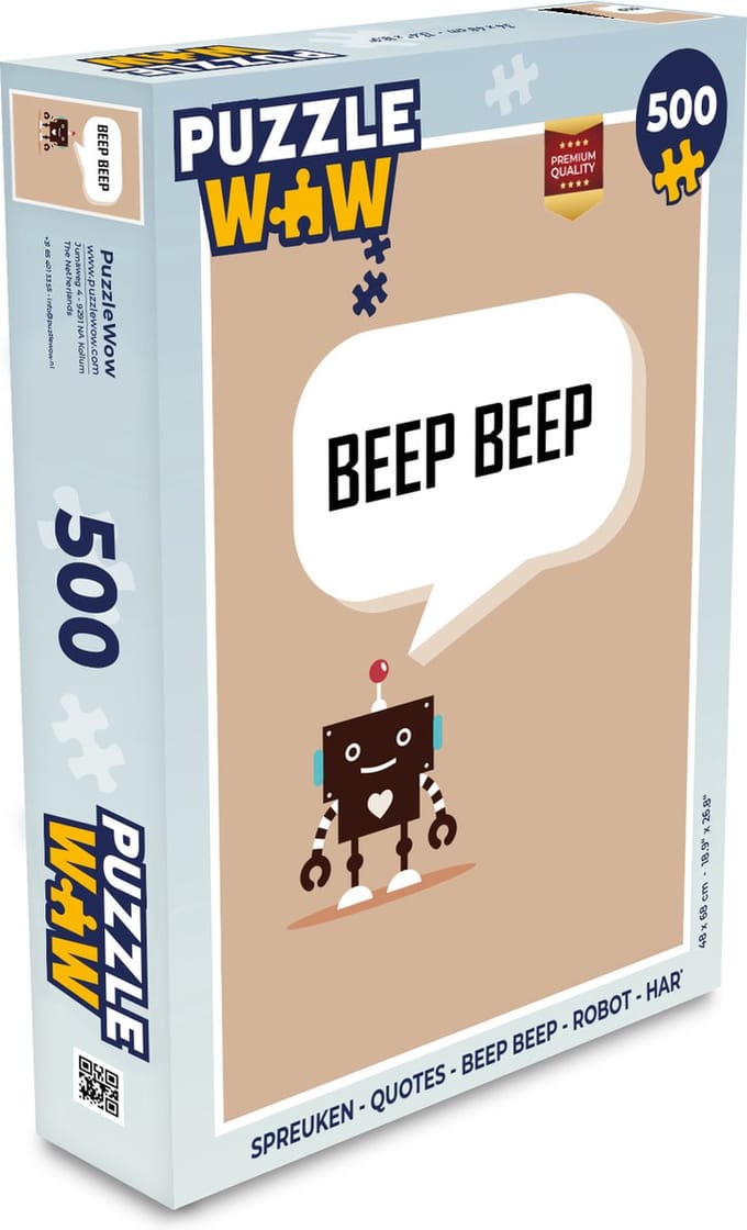 Puzzel Spreuken - Quotes - Beep beep - Robot - Hart - Kids - Jongens - Legpuzzel - Puzzel 500 stukjes