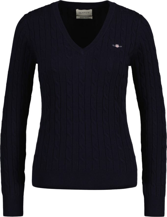 GANT Gebreide trui STRETCH COTTON CABLE V-NECK