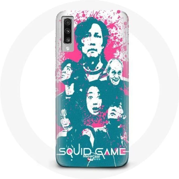 Coque pour Samsung Galaxy A70 Squid Game Affiche personnages logo