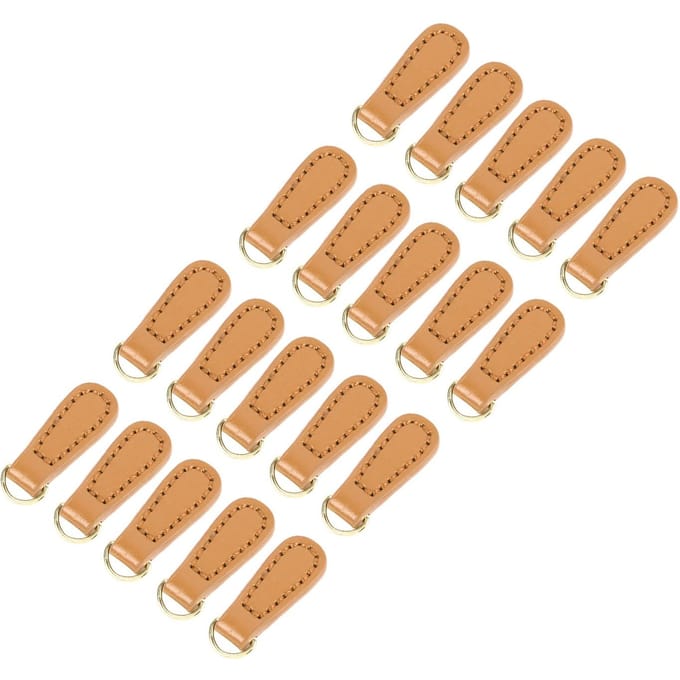 20 stuks Echt Lederen Ritslipjes Stijlvolle Casual Microvezel Lederen Ritslabels Vervanging voor Rugzakken Bagage beige