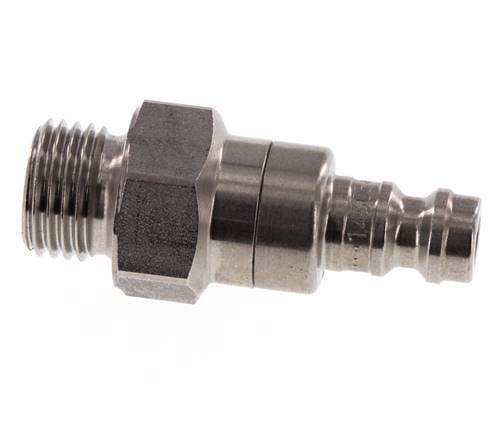 RVS DN 5 Luchtkoppeling Insteeknippel G 1/4 inch Buitendraad Double Shut-Off - CLP5-M-S-SV-014