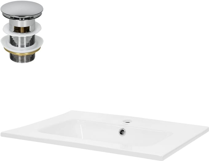 Wastafel incl. afvoer met overloop 61x46x16,5 cm wit keramiek LuxeBath