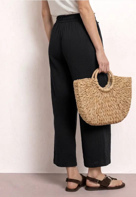 7/8 Wide Legs mousseline broek in Loose Fit