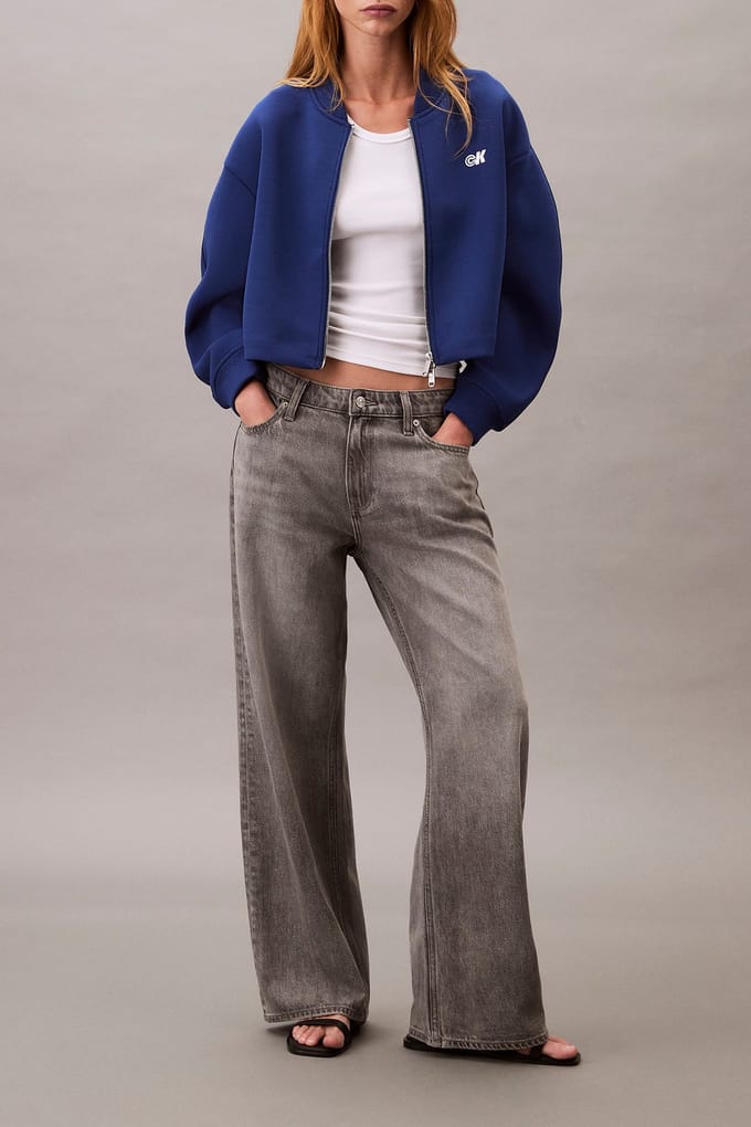 Calvin Klein Oversized Scuba Bomber Jacket Blue Herald Maat: S | Bomberjacks Outlet | Dames | Blauw
