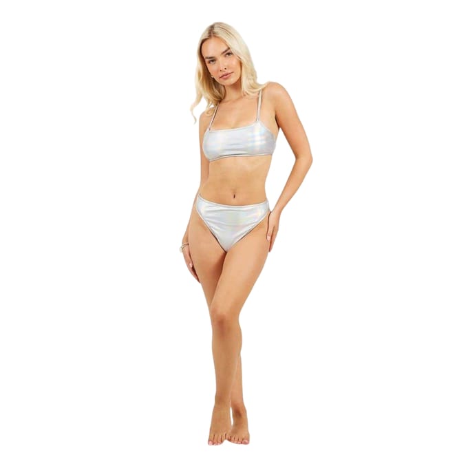 Brave Soul Dames/Dames Holografische Bikinitop (Metaalzilver)