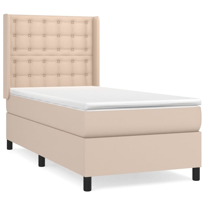vidaXL - Boxspring - met - matras - kunstleer - cappuccinokleurig - 80x200 - cm
