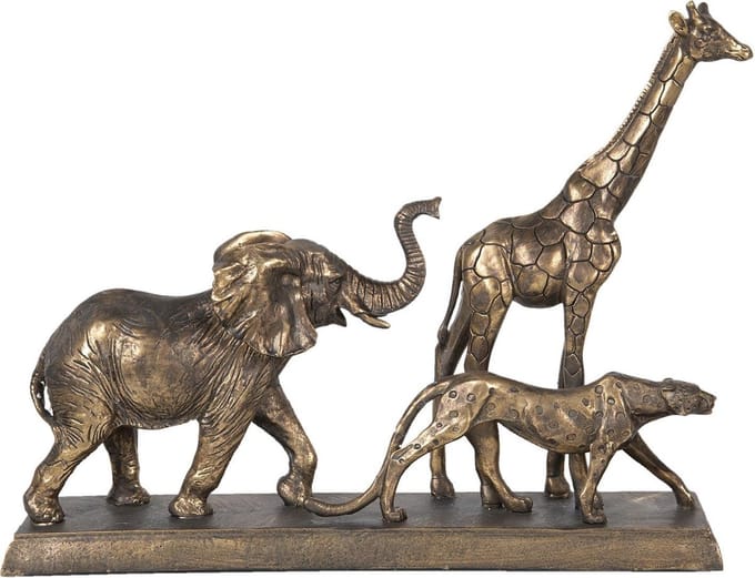 Clayre & Eef Beeld Dieren 44x10x33 cm Goudkleurig Polyresin Dieren Woonaccessoires