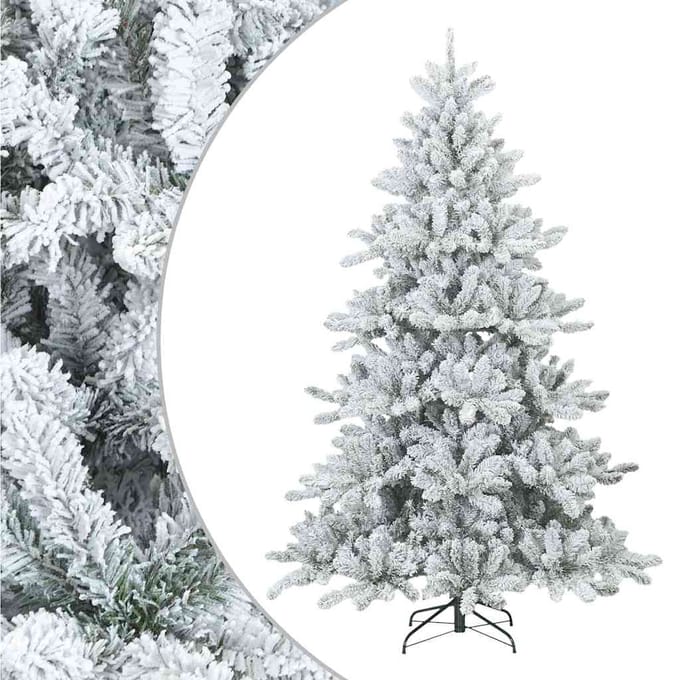 vidaXL - Kunstkerstboom - met - Scharnier - en - Sneeuw - Vilt - Wit - 210 - cm