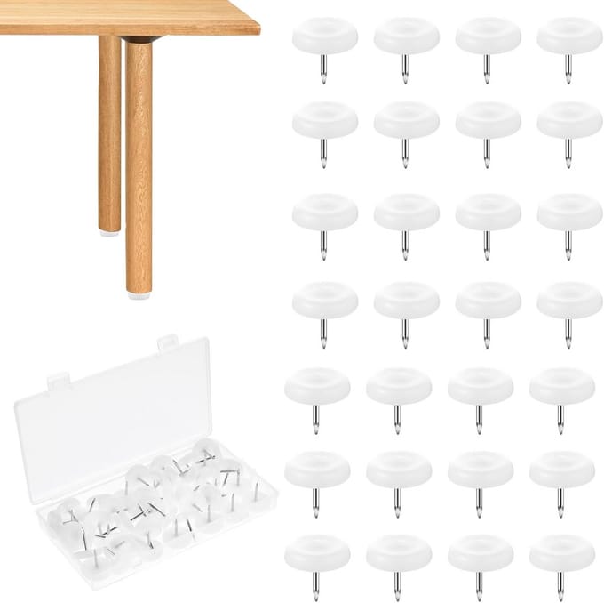 50x Vloerglijders met Spijker 20mm Meubelbescherming Wit