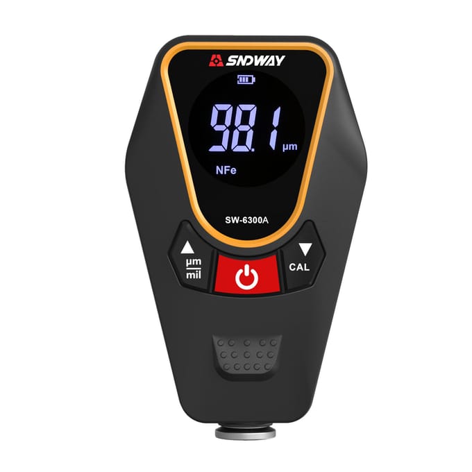 SNDWAY verfdiktemeter voor auto's, laagdiktemeter meter handheld met LCD-achtergrondverlichting, zwart