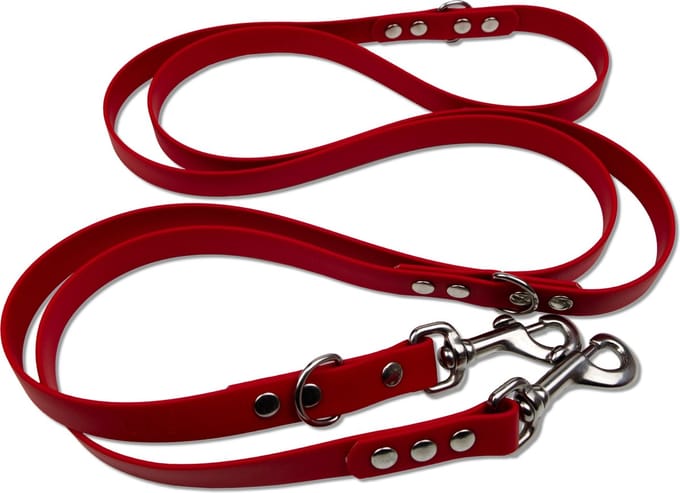 Miqdi - verstelbare, handsfree hondenriem van BioThane®- 3 meter lang - rood - L - voor grote honden
