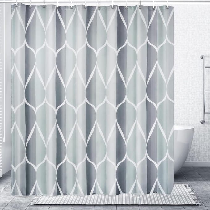 Badkamer Accessoires - Waterdicht Douchegordijn - 120x180cm - Grijs Polyester - Met 12 Haken