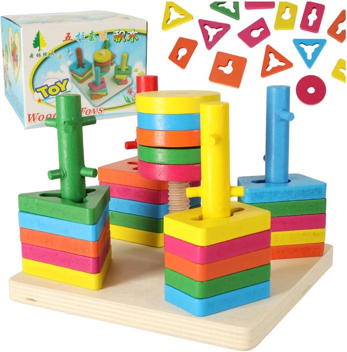 Playos® - Vormenpuzzel - 5 Vormen - Ontwikkelingsspeelgoed - Sensorisch Speelgoed - Cognitief - Vormensorteerder - Vormenstoof