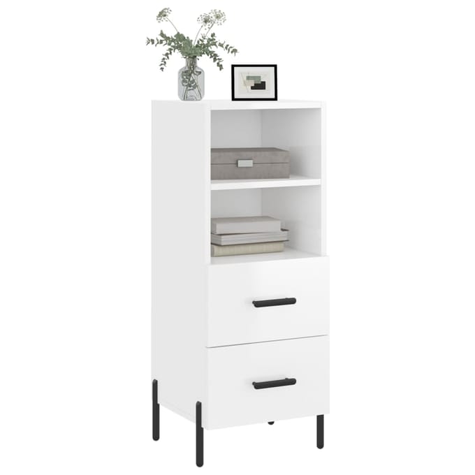 vidaXL - Dressoir - 34,5x34x90 - cm - bewerkt - hout - hoogglans - wit