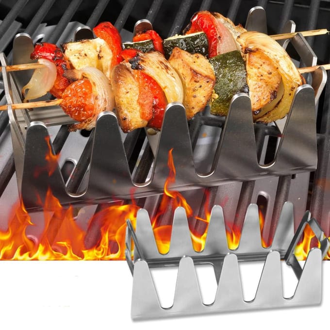 Support à brochettes en acier inoxydable pour barbecue white