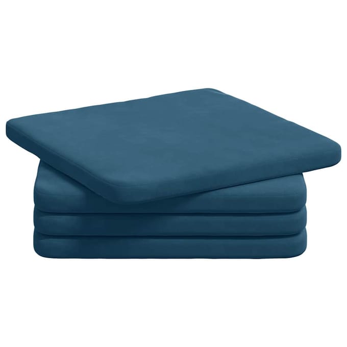vidaXL - Zitkussens - 4 - st - Fluweel - Blauw - 40 - x - 40 - x - 3 - cm
