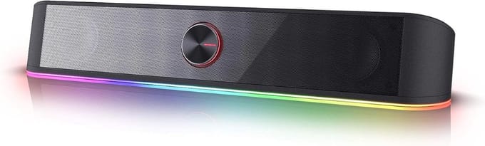 Redragon GS560 Adiemus RGB Desktop Soundbar, 2.0 Channel Computer Speaker with Dynamic Lighting Bar Audio-Light Sync/Display, Touch-Control Backlit with Volume Button, USB Power Supply with 3.5mm