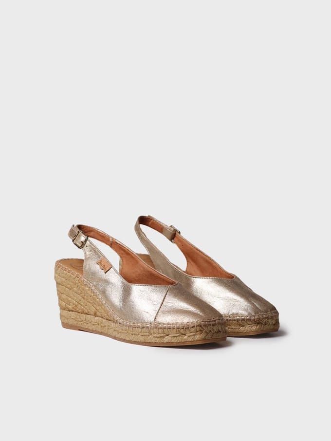 Dames espadrilles met gesloten neus en leren sleehak | BRENDA-AS