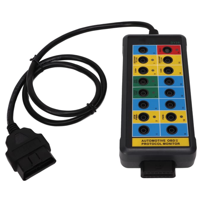 16-pins OBDII Protocol Detector Snelle Detectie Gemakkelijk Toegang tot Bewakingssignalen OBD2 Breakout Box black