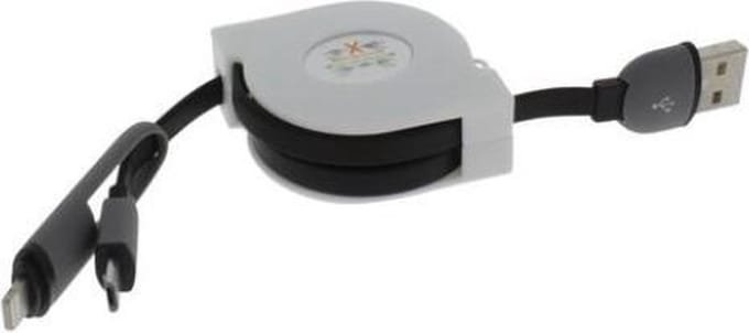 Q-Link kabelroller USB/iphone/micro 1m zwart