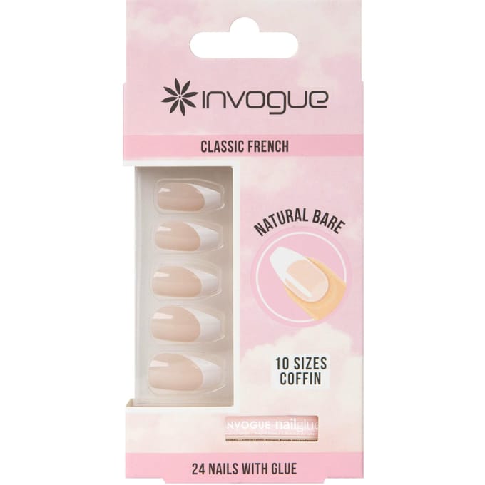 Invogue Classic French Coffin Nails Natural Bare 24 st