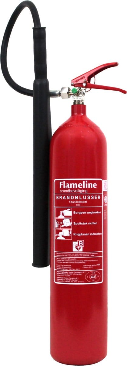 CO2 brandblusser 5 kilo - Geleverd met keuringssticker en wandbeugel - A-kwaliteit