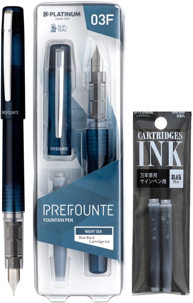 Platinum - Prefounte Vulpen - Medium - Night Sea - Met vullingen Zwart