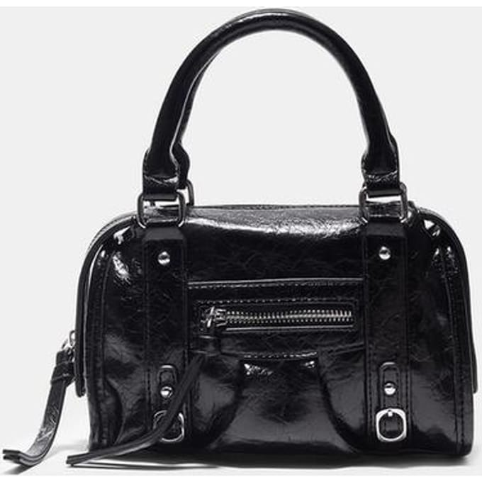 Stradivarius Bowling schoudertas met leereffect  Zwart OS