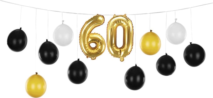 PartyDeco - Ballonslinger 60 jaar zwart-goud