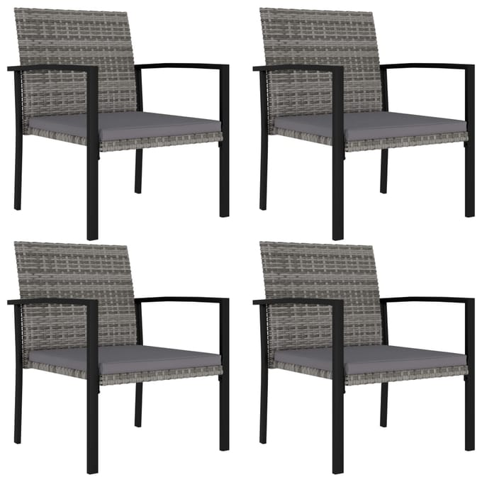vidaXL - Tuinstoelen - 4 - st - poly - rattan - grijs