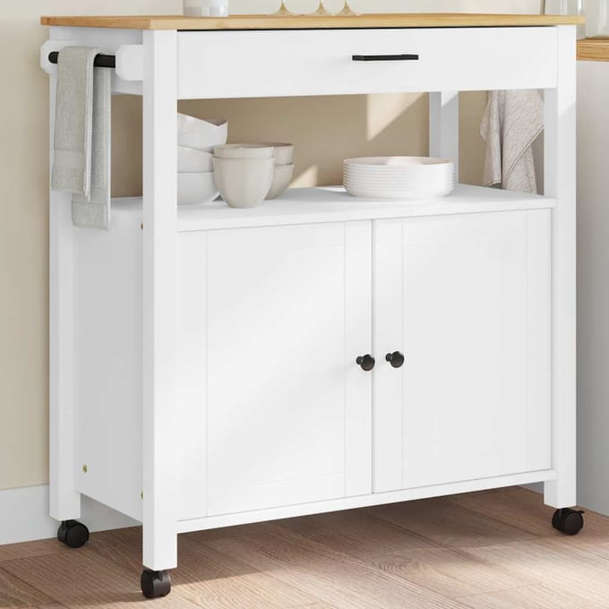 vidaXL - Keukentrolley - MONZA - 84x40x88,5 - cm - massief - grenenhout - wit