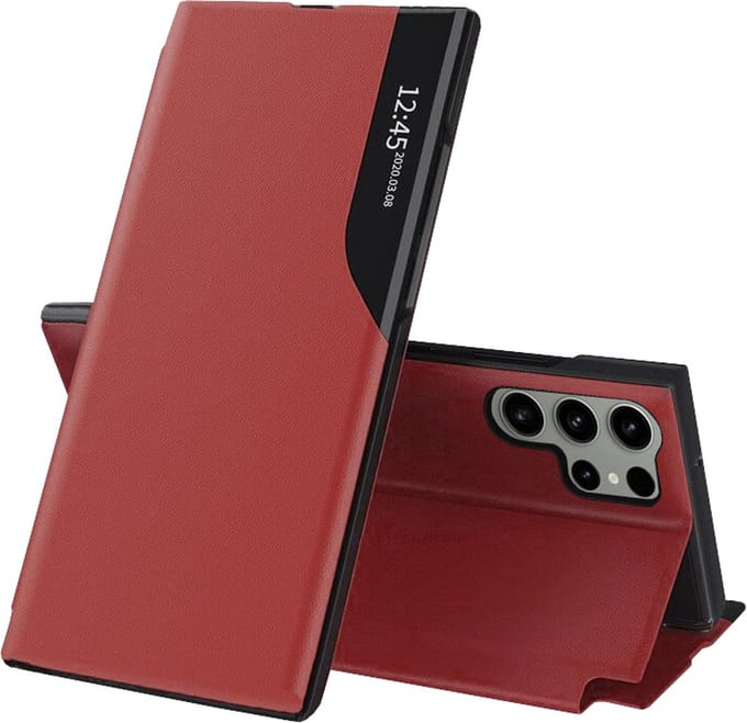 Hoesje geschikt voor Samsung Galaxy S23 Ultra - Techsuit eFold Book Case - Rood