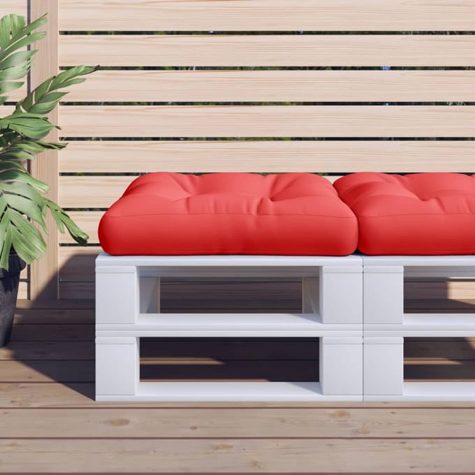 vidaXL - Palletkussen - 60x60x12 - cm - stof - rood