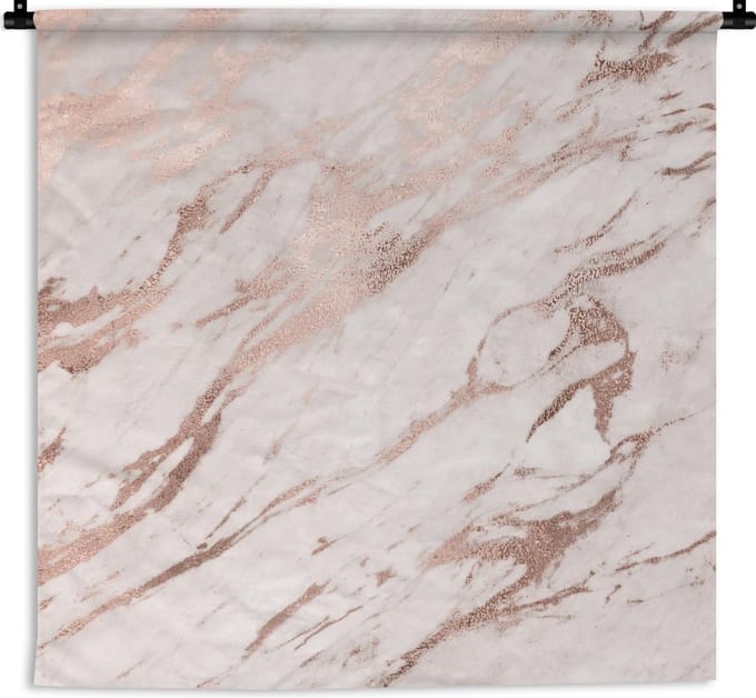 Wandkleed - Marmer - Wit - Roze - 120x120 cm - Wandtapijt
