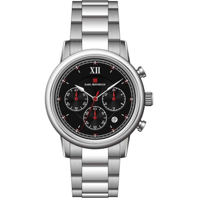 Carl Heinrich Chronograph Quartz 40 mm Staal | G0907-SBLS