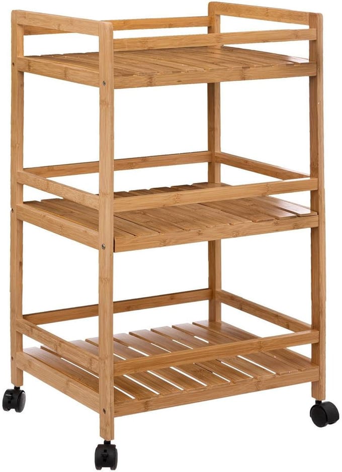 5Five Keukentrolley/kast - bruin - bamboe hout - 80 x 45 x 38 cm - 3 niveaus