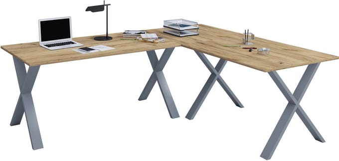 Hoekbureau Computerbureau Hoekbureau Lona 50 X Aluminium Zwart