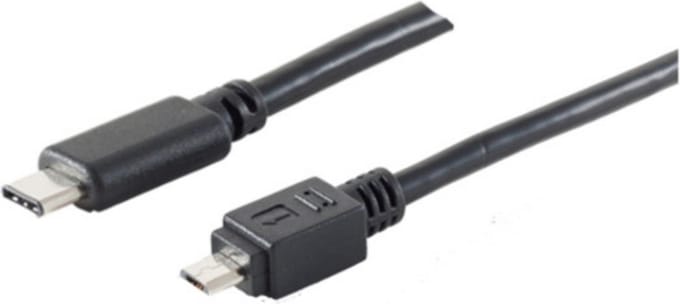 USB Micro B naar USB-C snellaadkabel - USB2.0 - tot 3A / zwart - 3 meter