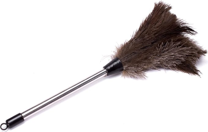 MSV Plumeau/stofborstel/duster - hand stoffer - grijs - 65 cm - uitschuifbaar - Echte struisvogelveren