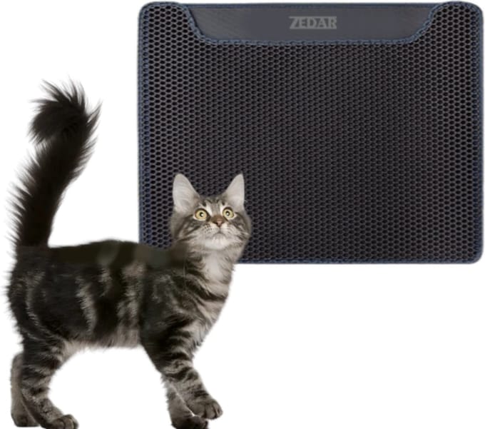Kattenbakmat - Kattenbakvulling opvangen - Kattenbak mat - 58x43 - Zwart - Zedar