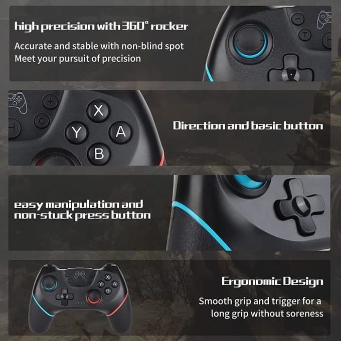 Sanliova Manette sans fil compatible avec Switch, Bluetooth Switch Controller Gamepad Joystick avec batterie rechargeable Dua[J68]