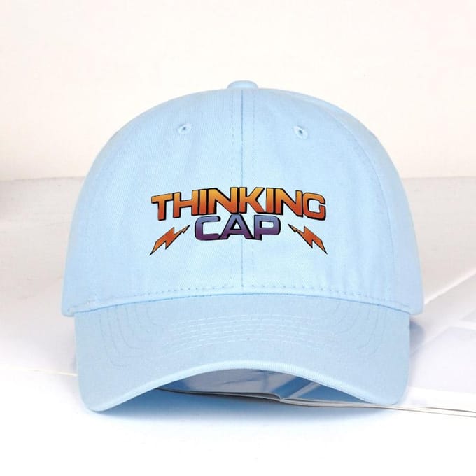 “Thinking Cap” Gradiënt Tekst Print Zachte Baseballpet Zacht, Comfortabel, Ademend Retro Gradiënt, Trendy & Speels Unisex D white