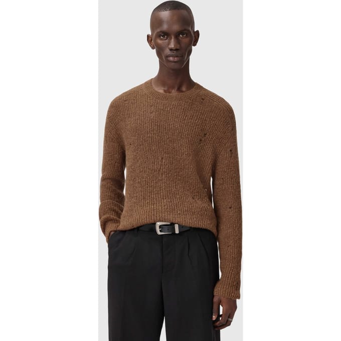 AllSaints Edgin Crew Cider Brown Maat: S | Sweaters Outlet | Heren | Bruin