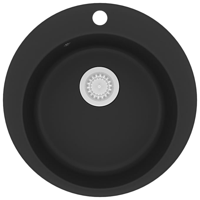 vidaXL - Gootsteen - rond - enkele - bak - graniet - zwart